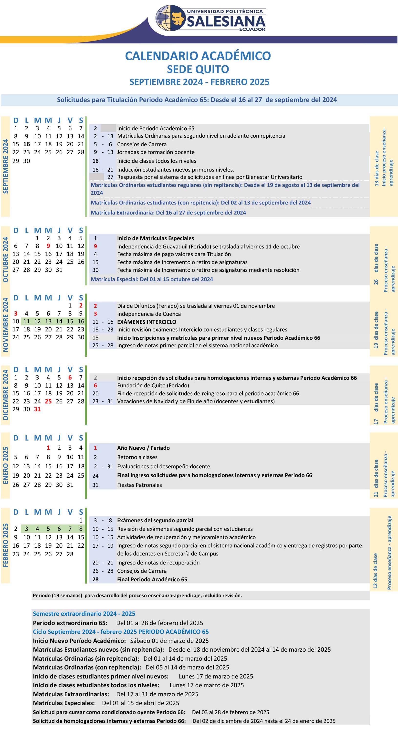 Calendario Académico Sede Quito